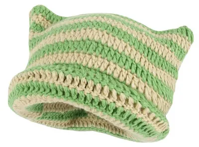 Produktbild von Strickmütze mit Katzenohren Grün Größe M