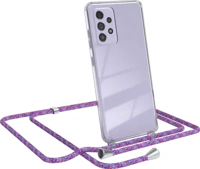 Produktbild von EAZY CASE Handykette kompatibel mit Samsung Galaxy A52 / A52 5G / A52s 5G Kette, Handyhülle mit Umhängeband, Handykordel, Schutzhülle, Kette, Silikonhülle, Silikon Cover, Lila