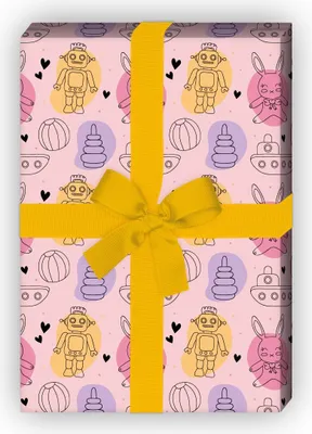 Produktbild von Niedliches Spielzeug Geschenkpapier für Kinder, Babys, rosa - G8206, 32 x 48cm