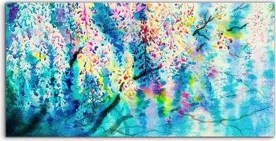Produktbild von Coloray Acrylbild 140x70  Wandbild Acrylbilder Abstraktes Aquarell Blumen