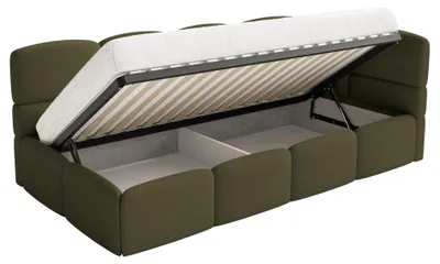 Produktbild von Selsey Cloudy – Jugendbett 90x200 cm, rechtsseitig mit Bouclé-Bezug, Olivgrün