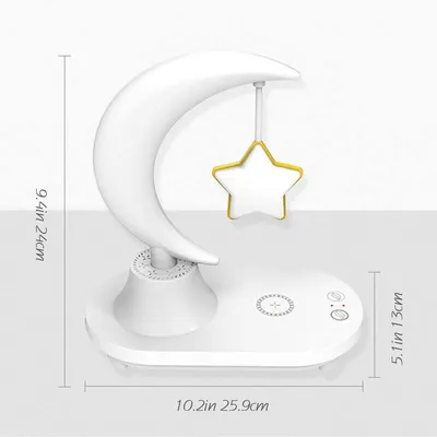 Produktbild von 3-in-1 LED-Nachtlicht mit Bluetooth-Lautsprecher und kabelloser Ladefunktion, schafft farbenfrohe Atmosphäre am Nachttisch