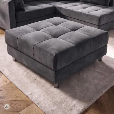 Produktbild von riess-ambiente Hocker KENT 100cm grau silber Samt Taschenfederkern Sitzhocker Fußhocker