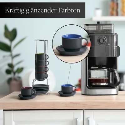 Produktbild von MIAMIO - 6 x 75 ml Espresso Tassen Außen Schwarz Innen Farbig (Bunt)
