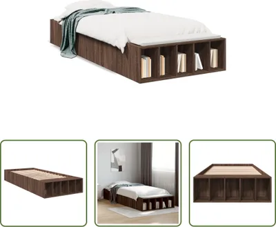 Image de The Living Store Cadre de lit marron imitation chêne 90x200 cm bois composite