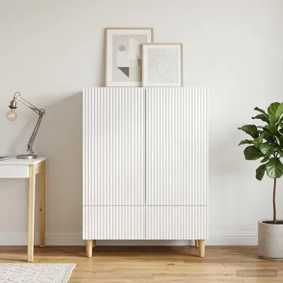 Image de Maison Exclusive - Buffet blanc brillant 66 x 34,5 x 95 cm, aggloméré