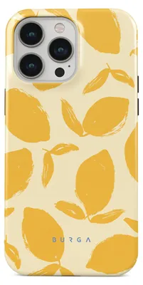 A phone case with a lemon pattern.