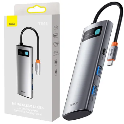 Produktbild von Baseus Metal Gleam, USB Typ-C, HDMI, USB 3.0, USB Typ-C, MicroSD (TransFlash), SD, 5000 Mbit/s, 30 Hz, 3840 x 2160 Pixel