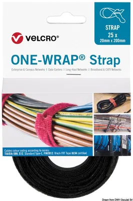 Obrázok produktu pre Pásky VELCRO® značky ONE-WRAP® 20 x 200 mm, čierne, 25 ks, Osculati 65.455.20