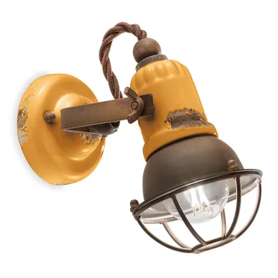 Produktbild von Wandleuchte Eisen und Keramik, industrielles Vintage Design Loft AP - Gelb