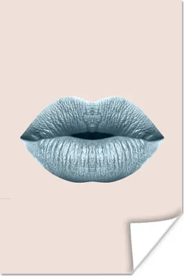 Produktbild von MuchoWow® Poster Lippen - Pastell - Grau 40x60 cm - Plakate für die Wand - Poster Babyzimmer