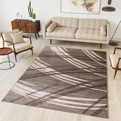 Obrázok produktu pre Koberec Obývacia izba Spálňa Krátky vlas Moderný melted dizajn Hnedá béžová 140 x 190 cm