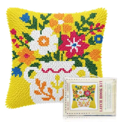 Knotenkissen-Set 43x43 cm, Blumenmuster, DIY für Erwachsene