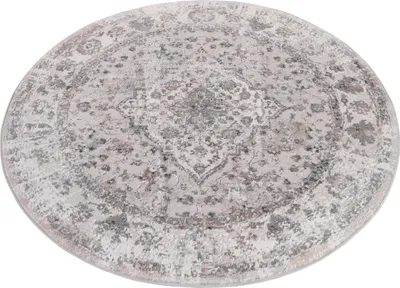 Produktbild von Tapiso Teppich VALLEY Rund Vintage Dunkelgrau Schlafzimmer 240 x 240 cm