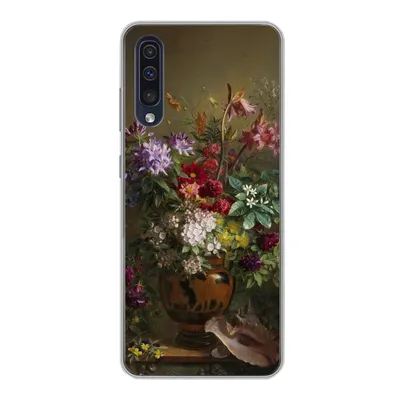 Produktbild von MuchoWow® Handyhülle Schutzhülle Hülle für Samsung Galaxy A30s Stilleben mit Blumen in einer griechischen Vase - Alte Meister - Kunst Silikon Softcase Handy Hülle - Karteninhaber