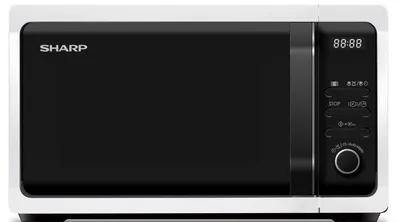 Produktbild von Sharp Home Appliances R-243W, Arbeitsplatte, Solo-Mikrowelle, 20 l, 800 W, Eingebautes Display, Tasten, Drehregler