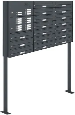 Produktbild von 17er Briefkasten Standanlage Freistehend RAL 7016 Anthrazit Klingel