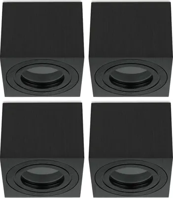 Produktbild von Sweet LED Aufbaustrahler Bad eckig flach Alu Deckenleuchte schwarz IP44 Aufbauspot 4er