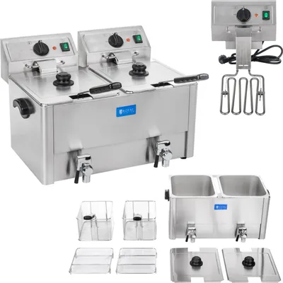 Zdjęcie produktu dla Frytownica Elektryczna Podwójna Z Kranami Spustowymi Termostat Ego 2X8L