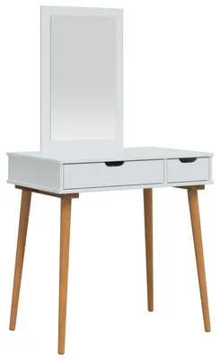 Image de vidaXL Ensemble de table de maquillage FAUSKE, 2 pièces, blanc, 76 x 50 x 143 cm
