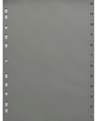 Produktbild von Zahlenregister - 12 - 1, PP, A4, 12 Blatt, grau, 1 St.