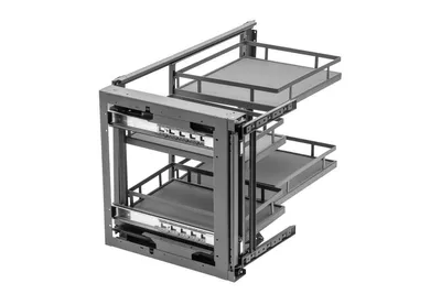 Produktbild von GTV Eckschrankauszug MOVIX PRO, Magic Corner für 900mm Schrank, Soft-Close Dämpfung, 24kg Tragkraft, Universalmontage LR, 4 Körbe mit Antirutschmatte,