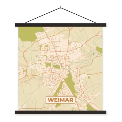 Produktbild von MuchoWow® Textilposter Weimar - Karte - Vintage - Stadtplan 90x90 cm mit schwarzem Rahmen - Magnetisches
