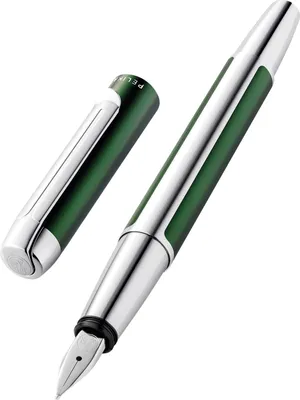 Produktbild von Pelikan Pura P40, Grün, Kartuschenfüllsystem, Aluminium, Edelstahl, Fettdruck, 138 mm