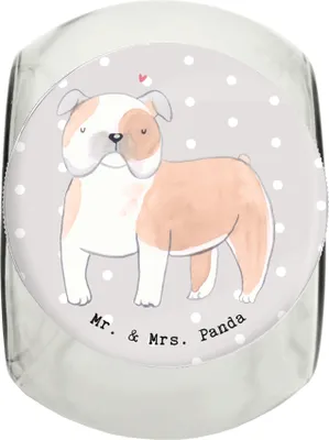 Produktbild von Mr. & Mrs. Panda Dose Englische Bulldogge Moment L 870ml - Grau Pastell - Geschenk, Futterdose, schraubglas, English Bulldog, Vorratsglas, Keksdose, Dekoglas
