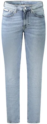 Image de Jean slim fuselé pour homme, bleu - 5 poches, effet délavé