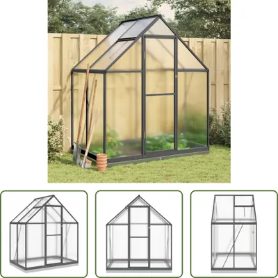 Produktbild von The Living Store Gewächshaus mit Fundamentrahmen Anthrazit 169x114x202 cm Alu