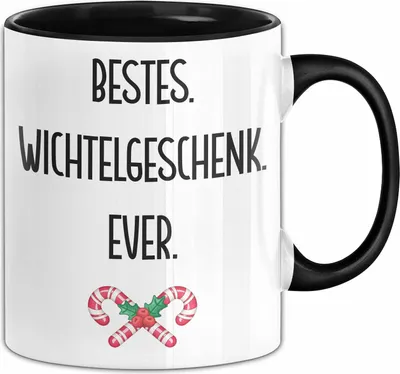 Produktbild von Wichtelgeschenk Tasse Geschenk bis 20€ Schrottwichtelgeschenk Schrottwichteln Süßigkeit (Schwarz)