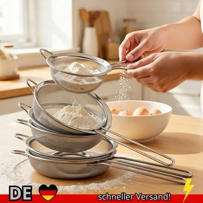 Produktbild von Feinmaschige Siebe 3er Set Edelstahl Mehlsieb