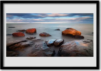 Produktbild von Bild 100x70 MDF-Rahmen Wandkunst Steine ​​Sea Landschaft