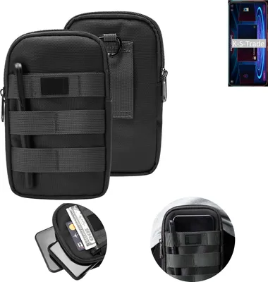 Produktbild von K-S-Trade Holster Gürtel Tasche kompatibel mit Nubia RedMagic 5G Handy Tasche Schutz Hülle dunkel-grau viele Fächer, 1x