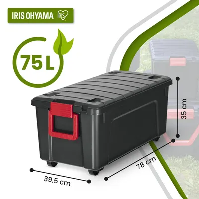 Produktbild von Iris Ohyama 75L Aufbewahrungsbox Schwarz Stapelbar Robust Kunststoff Garagenbox