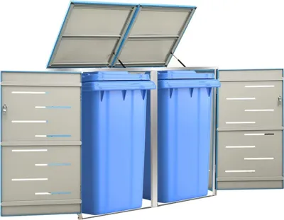 Image de Abri pour poubelles pour 2 tonnes 138x77,5x115,5 cm acier inoxydable