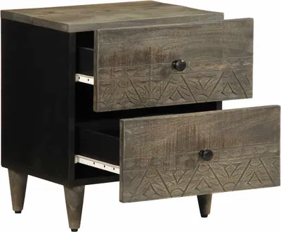 Image de vidaXL Table de nuit gris clair 40x33x46 cm bois massif mangue
