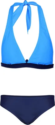 Produktbild von Aquarti Mädchen Bikini Set Bustier Bikinislip Zweiteiliger Badeanzug, Farbe: Blau / Dunkelblau, Größe: 164
