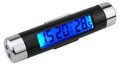 Image de Thermomètre numérique LED 2 en 1 pour voiture et camion, à clipser sur les bouches d'aération, avec affichage numérique, rétroéclairage bleu et commutateur 12 h/24 h