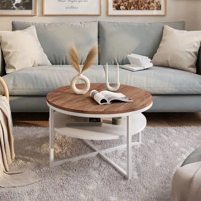 Produktbild von Runder Couchtisch CIRI-X mit Ablage Eiche Artisan Wotan Stirling