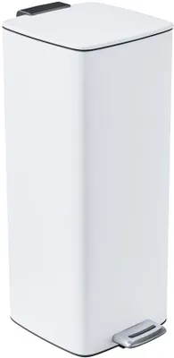 Obrázok produktu pre Uniqoos® 30-litrový odpadkový kôš z lakovaného nehrdzavejúcej ocele, matná biela farba – hygienický, tichý, s vzduchotesným vekom, vhodný do kuchyne a kancelárie