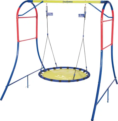 Produktbild von Hudora Schaukelgestell mit Nestschaukel - Maße: 2150x2300x2070 mm in rot/blau/gelb; 64023