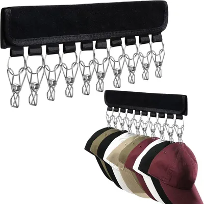 Hut-Organizer mit 10 Clips, 32x17,5 cm, schwarz, 1 Stück