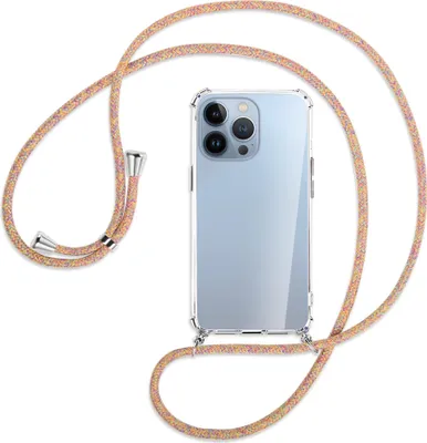 Produktbild von Handykette Backcover-Schutzhülle mit Band (Metall silberfarben) für Apple iPhone 13 Pro Max - Rainbow