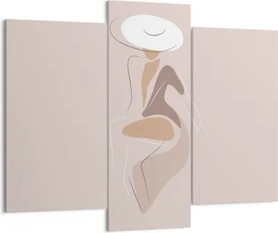 Produktbild von Bild auf Leinwand - Leinwandbild - 3 Teile - Buntstift Frau Hut - 130x100cm - Wand Bild - Wanddeko - Wandbilder - Leinwanddruck - Bilder - Wanddekoration - Leinwand bilder - Wandbild - CB130x100-4773