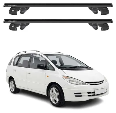 Imagen del producto de Soportes básicos para portaequipajes, compatibles con Toyota Previa II (2000-2005), aluminio, capacidad de 90 kg, color negro, juego de 2 piezas, Imagen generada por IA