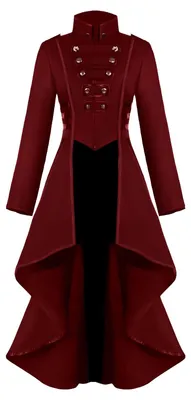 Produktbild von Steampunk Mantel, Gothic Frack für Damen, rot, 3XL, für Cosplay