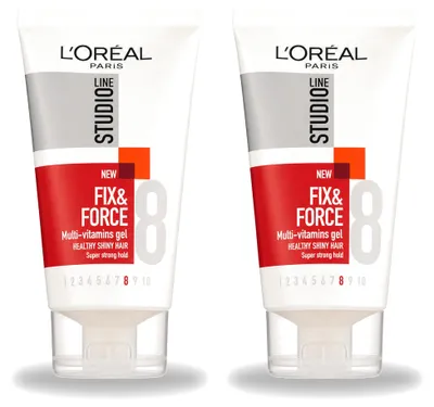 Imagen del producto de 2 x Gel Fijador y Moldeador Super Fuerte L'Oréal Paris Studio Line Essentials, 150 ml - Paquete ahorro - 2 unidades