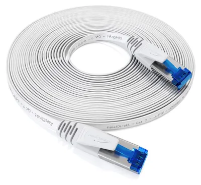 Produktbild von KabelDirekt – Cat-7-Flachkabel – 5m – 10 Gigabit, RJ45, Weiß